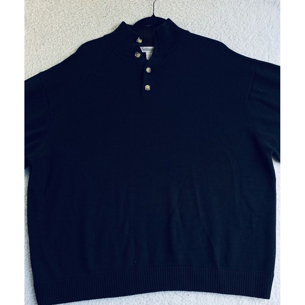 Joseph Feiss Mens XXL Navy Merino Wool/Acrylic Long Sleeve 1/4 Button Sweater‎